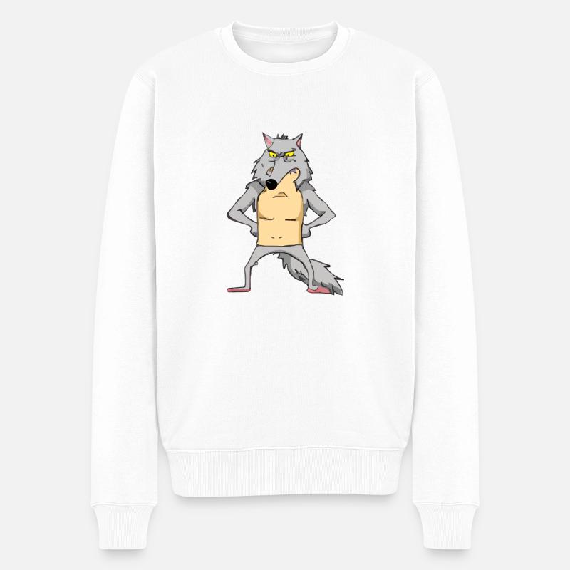 Jok le loup mécontent - Pull Premium bio Homme - blanc