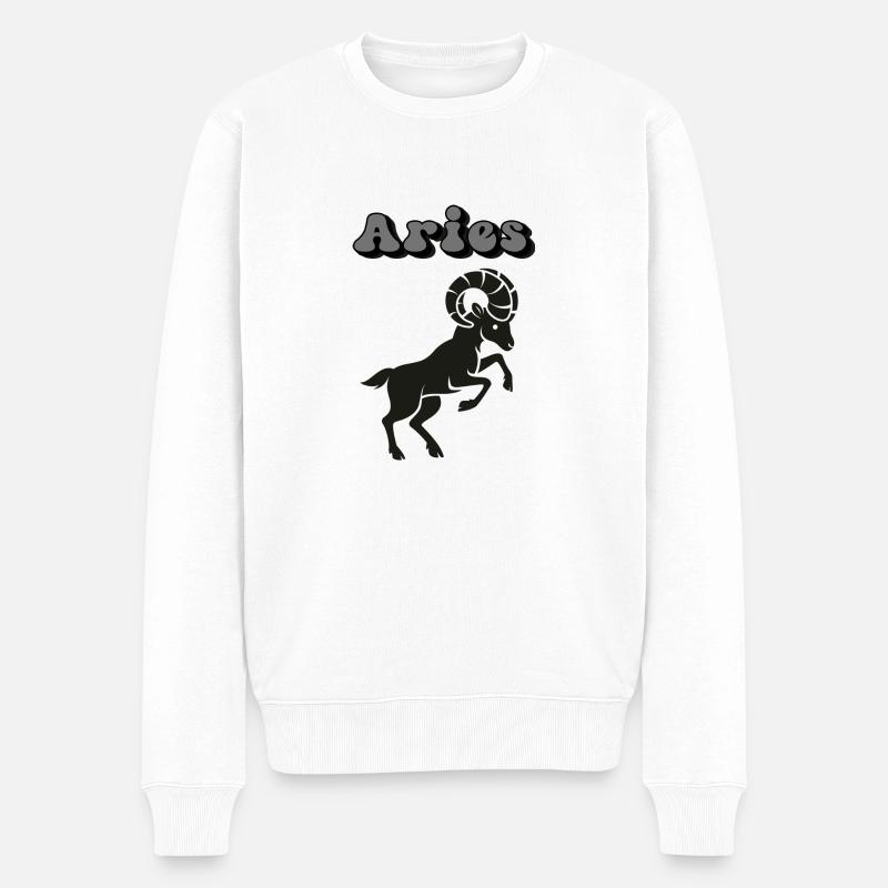 Aries - Männer Premium Bio Pullover - Weiß