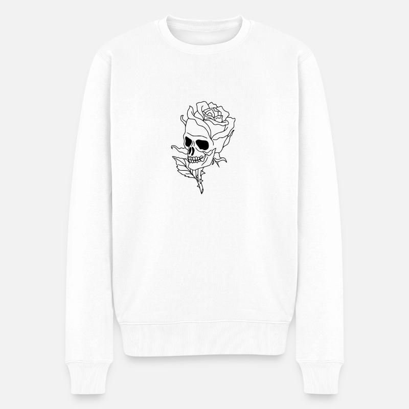 Schädel - Männer Premium Bio Pullover - Weiß