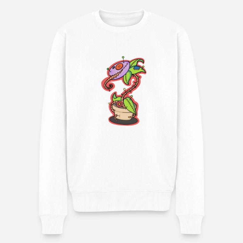 Voodoo Puppe Fleischfressende Pflanze - Männer Premium Bio Pullover - Weiß