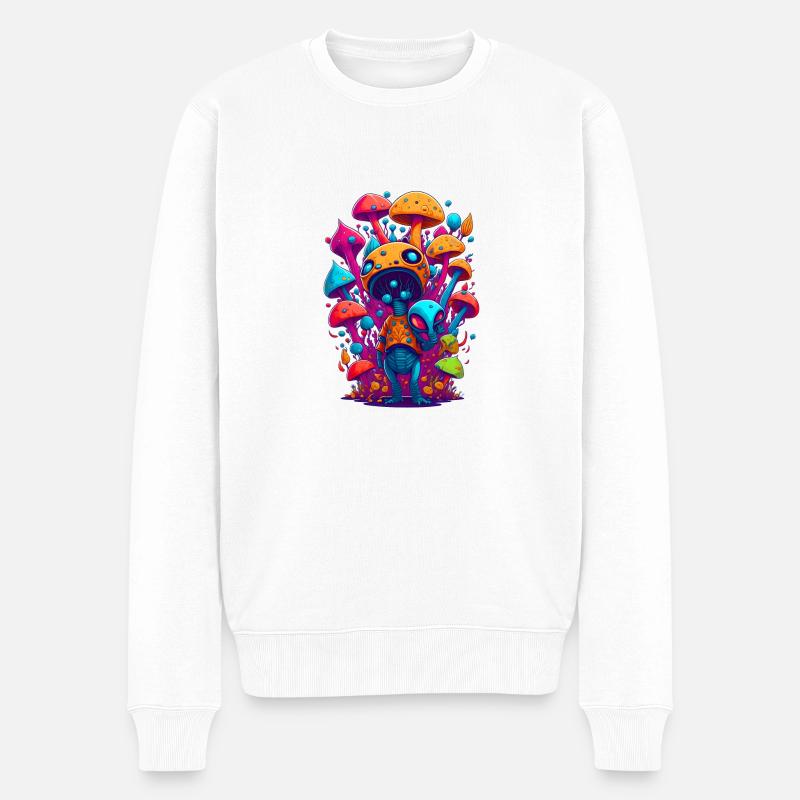 Trippy Alien 02 - Männer Premium Bio Pullover - Weiß