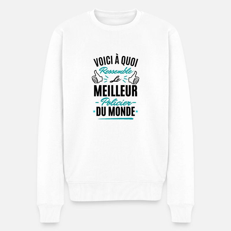 Cadeau au meilleur policier du monde - Pull Premium bio Homme - blanc