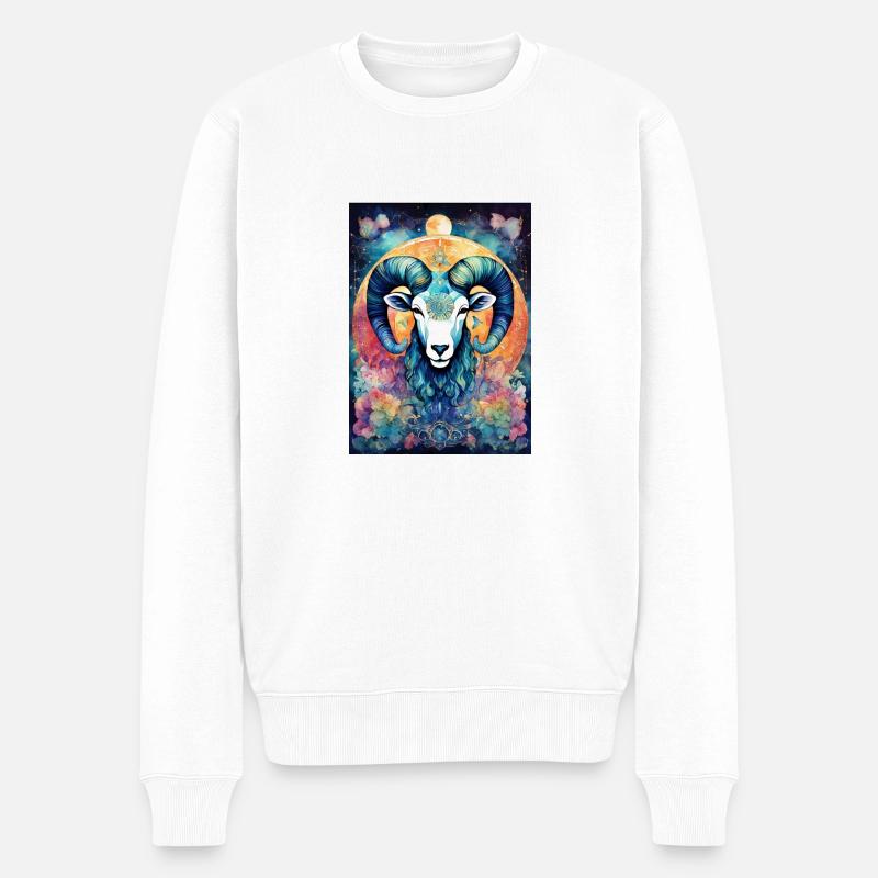 Sternzeichen Widder - Männer Premium Bio Pullover - Weiß