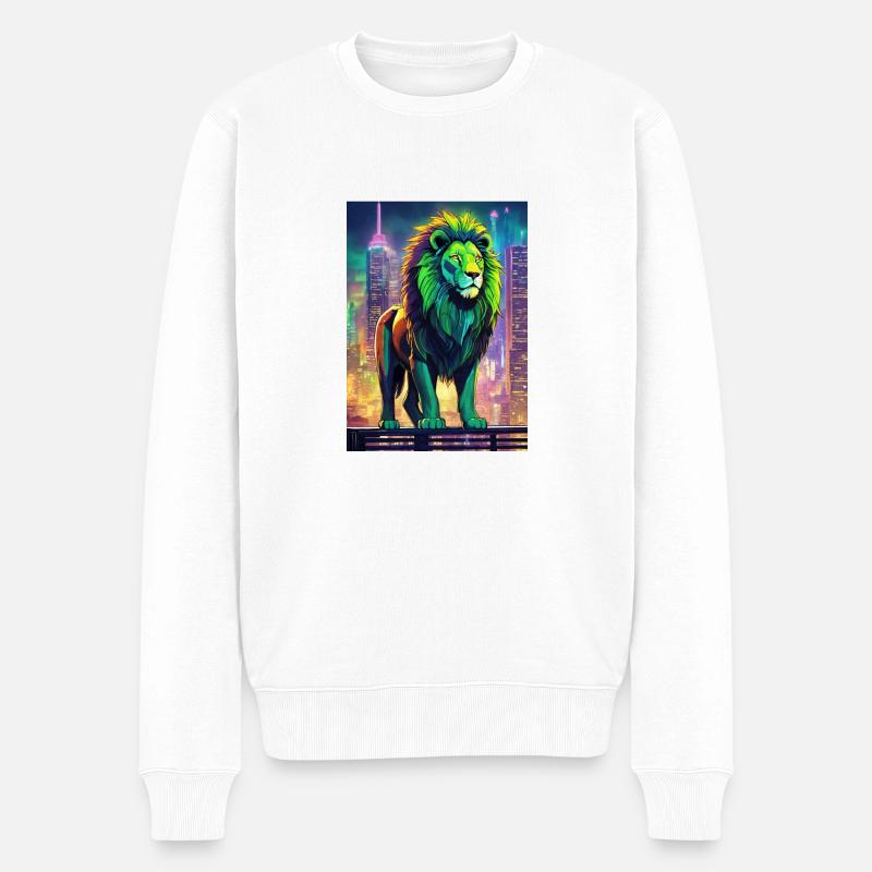 Löwe Digital - Männer Premium Bio Pullover - Weiß