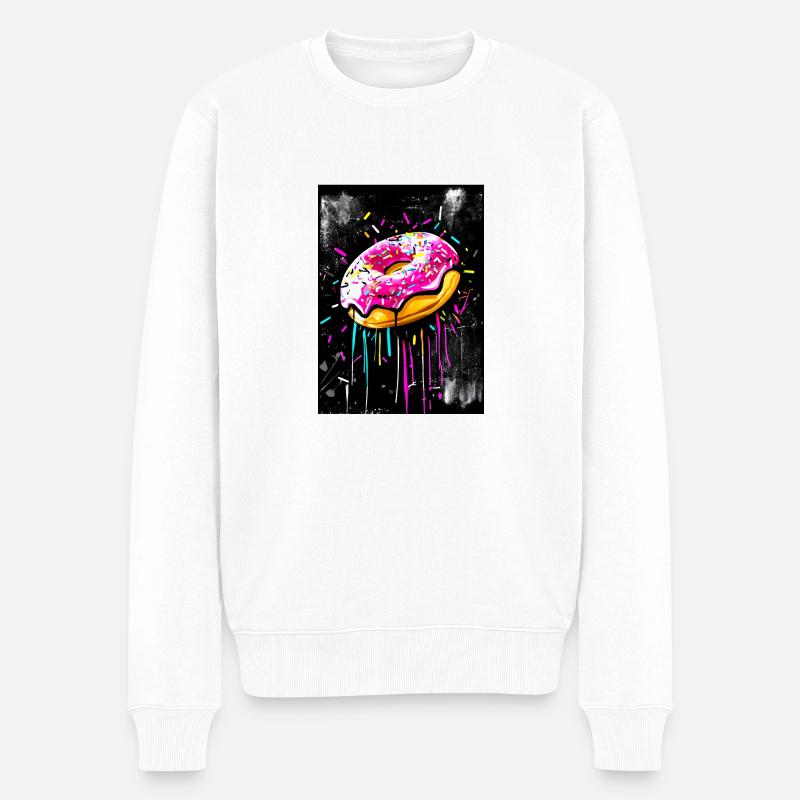 Donut-Graffiti-Stil - Männer Premium Bio Pullover - Weiß