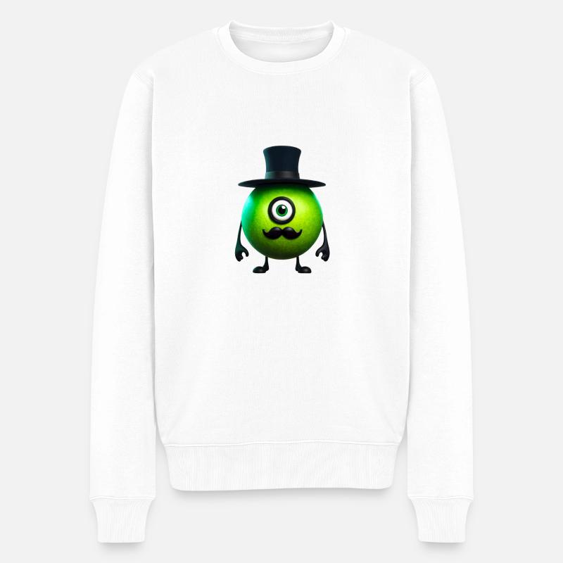 grünes Geschöpf Mr. Green - Männer Premium Bio Pullover - Weiß