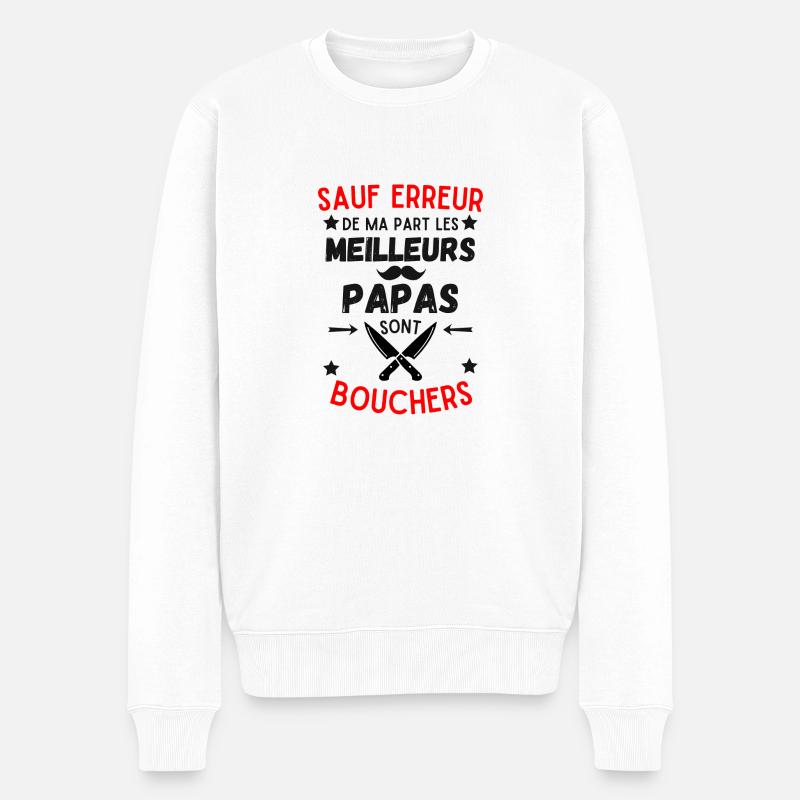 PAPA METZGER - Männer Premium Bio Pullover - Weiß