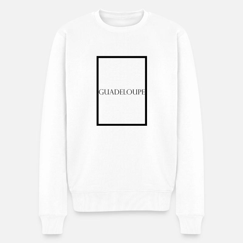 Guadeloupe, schlichter Statement Schriftzug - Männer Premium Bio Pullover - Weiß