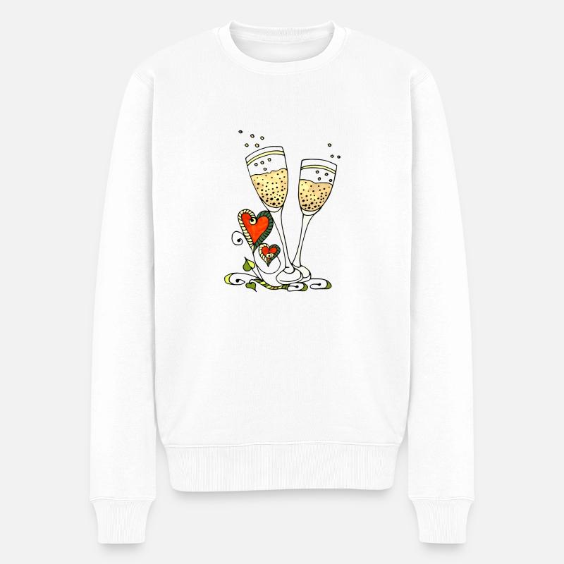 Brille - Männer Premium Bio Pullover - Weiß