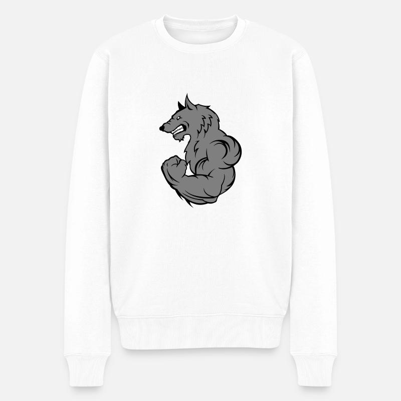 strong wolf - Männer Premium Bio Pullover - Weiß