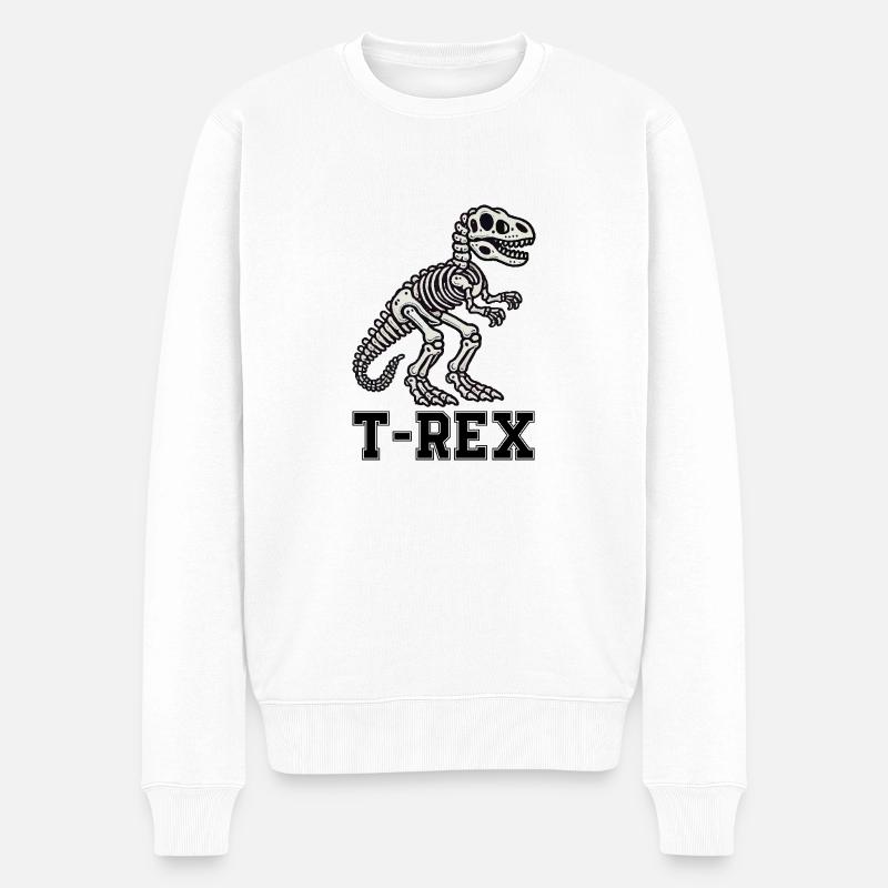 dino skelett - Männer Premium Bio Pullover - Weiß