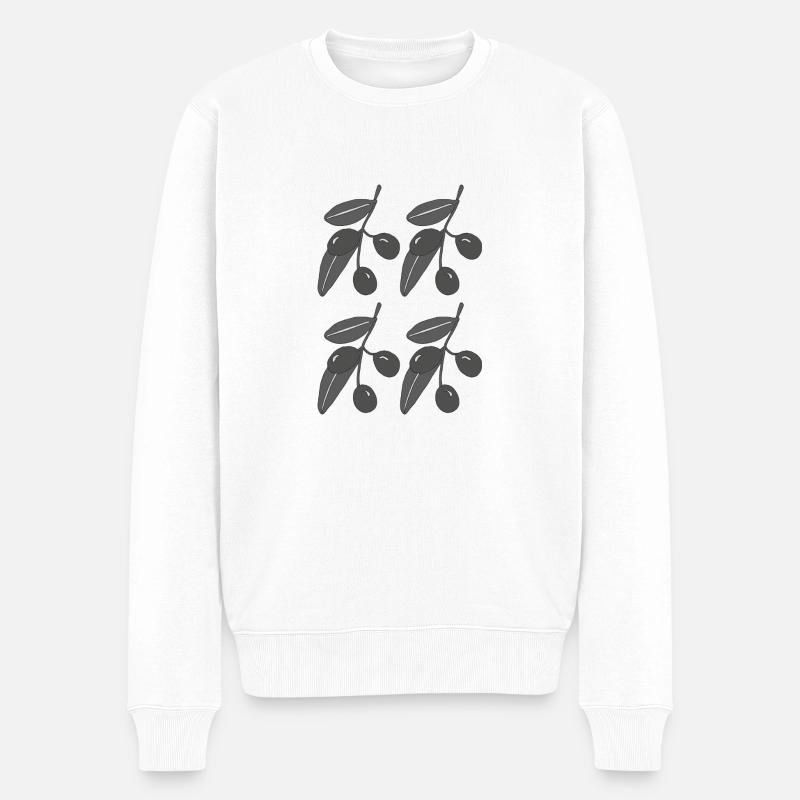 Branches d’olivier noir blanc - Pull Premium bio Homme - blanc