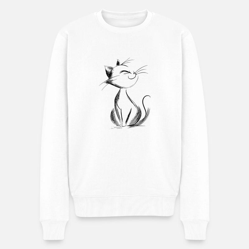 Illustration de chaton heureux - Pull Premium bio Homme - blanc