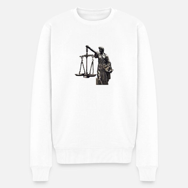 Waagen der Gerechtigkeit in Monochrom - Männer Premium Bio Pullover - Weiß