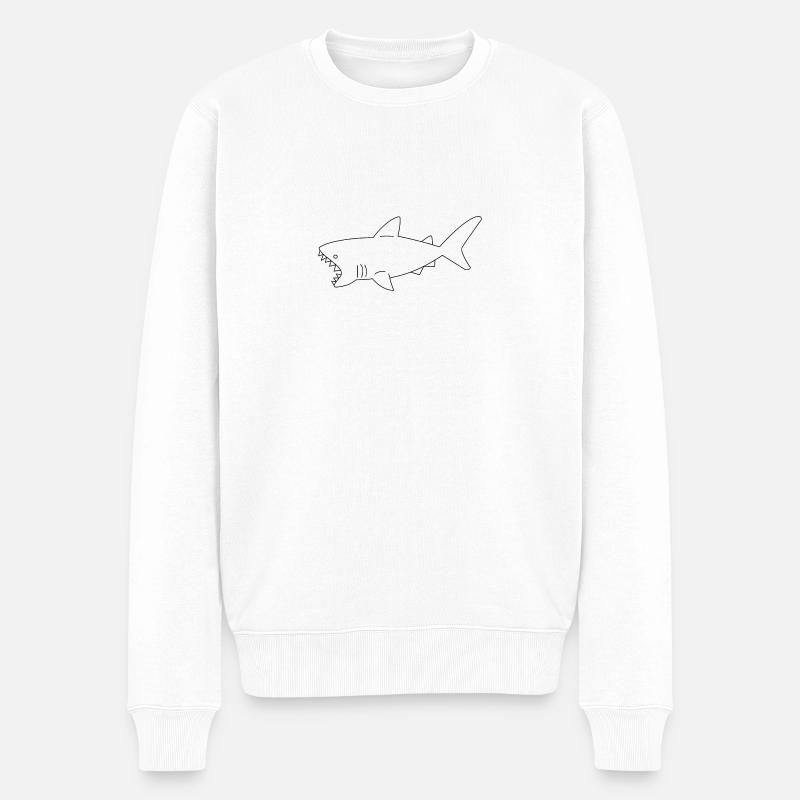 Hai - Männer Premium Bio Pullover - Weiß