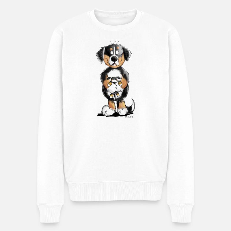 Bouvier Bernois avec jouet I Comic Dog - Pull Premium bio Homme - blanc