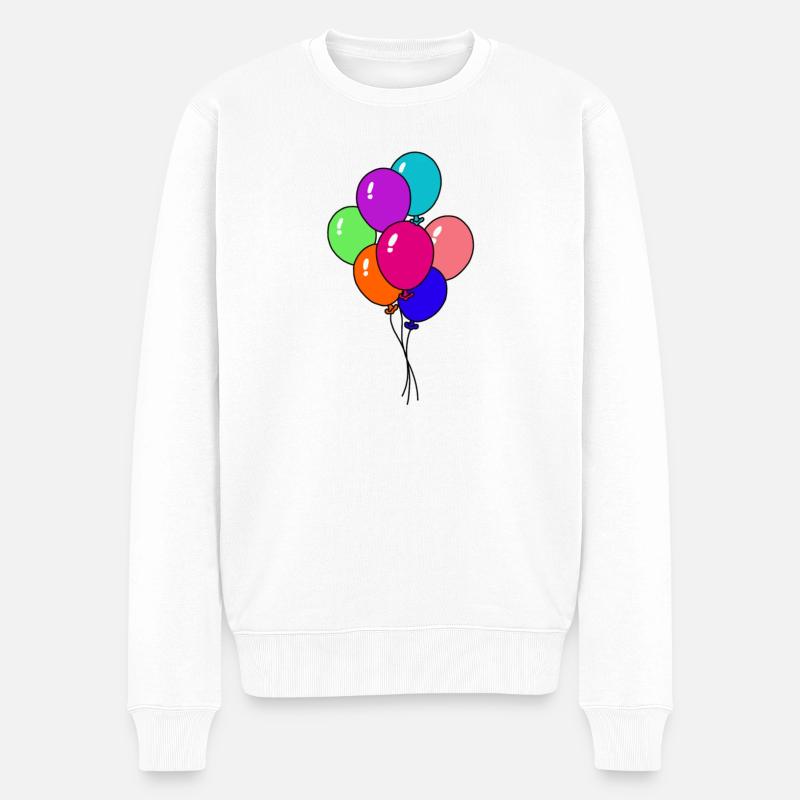 Festliche Regenbogenballons - Männer Premium Bio Pullover - Weiß
