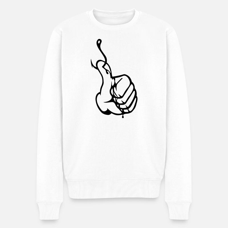 Angler Thumbs up Nokidding Logo - Pull Premium bio Homme - blanc