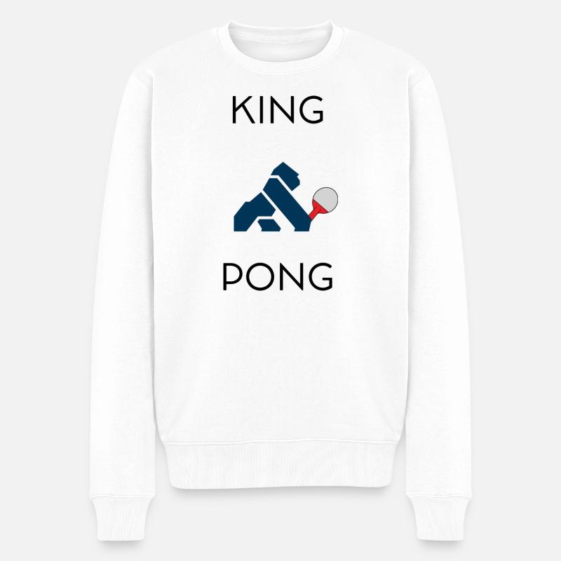 König Pong - Männer Premium Bio Pullover - Weiß