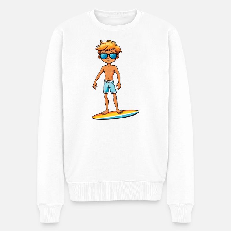 Cooler junger Surfer Dude Boy - Männer Premium Bio Pullover - Weiß
