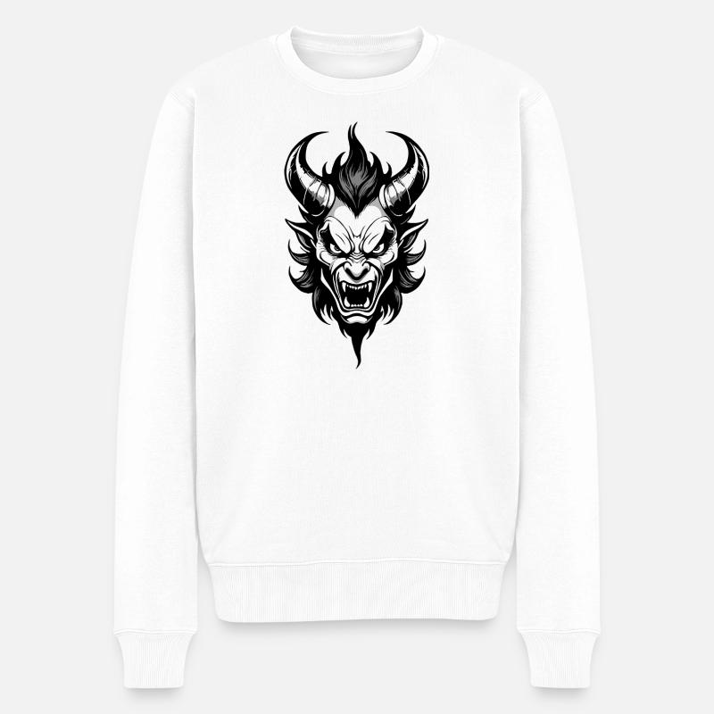 TEUFEL MONSTER - Männer Premium Bio Pullover - Weiß
