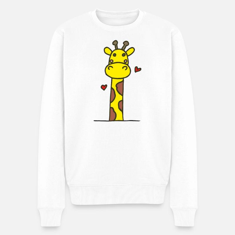 Verspielte Giraffe mit Herzen - Männer Premium Bio Pullover - Weiß