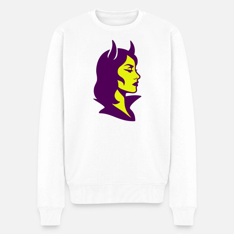 She Devil Pop Art - Männer Premium Bio Pullover - Weiß