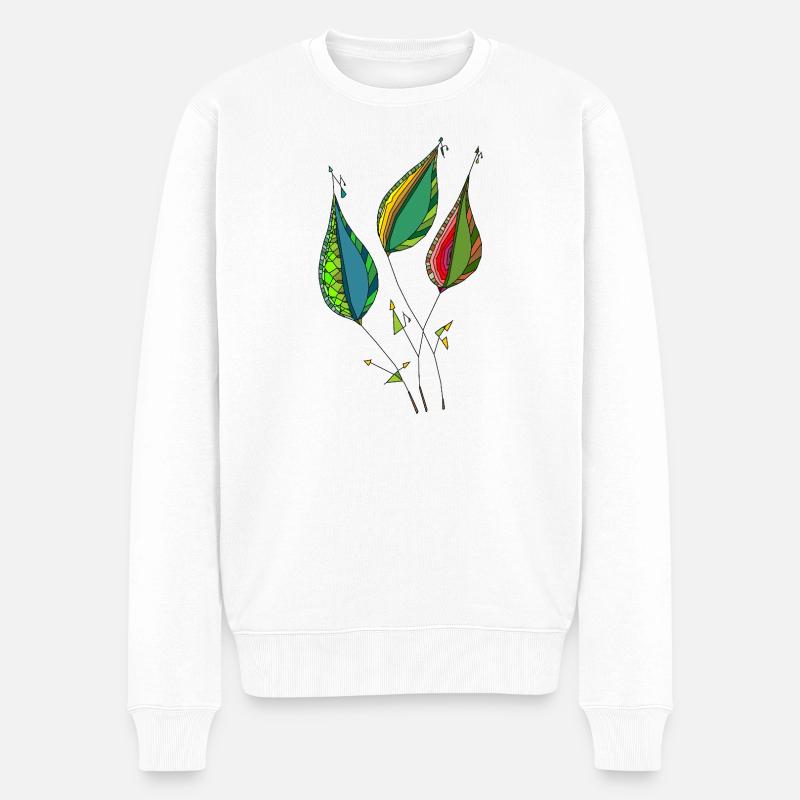 Abstrakte Blätter - Männer Premium Bio Pullover - Weiß