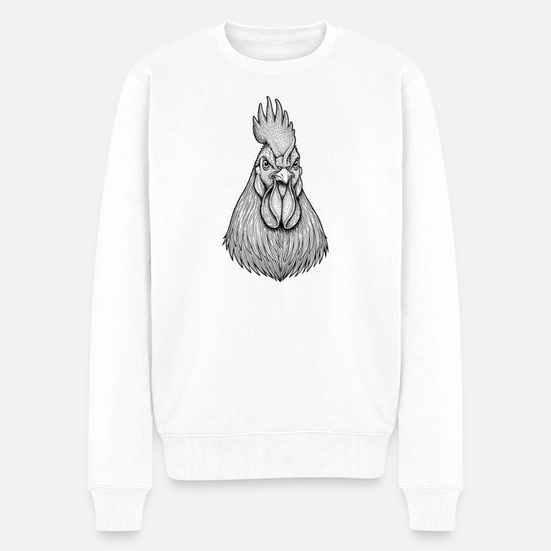 Hahn - Männer Premium Bio Pullover - Weiß