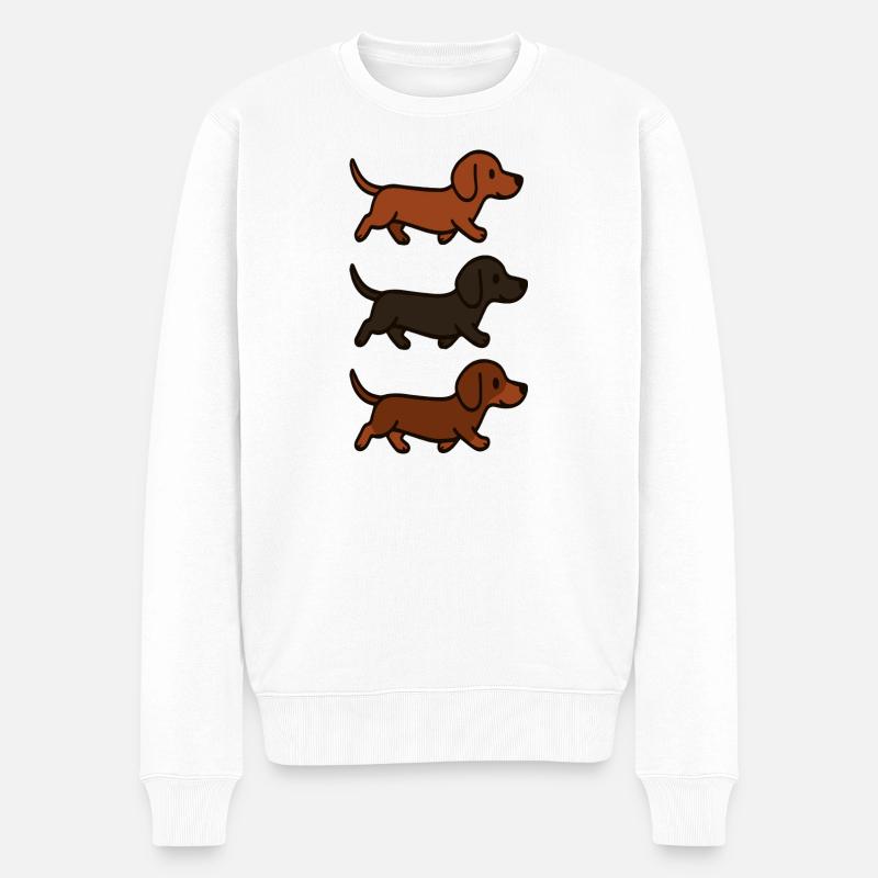 Lauf-Dackel-Muster-Hunde-Illustration - Männer Premium Bio Pullover - Weiß
