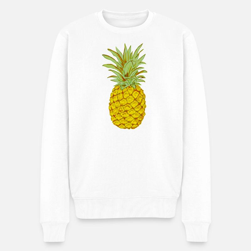 Ananas mûr jaune dessin stylisé - Pull Premium bio Homme - blanc