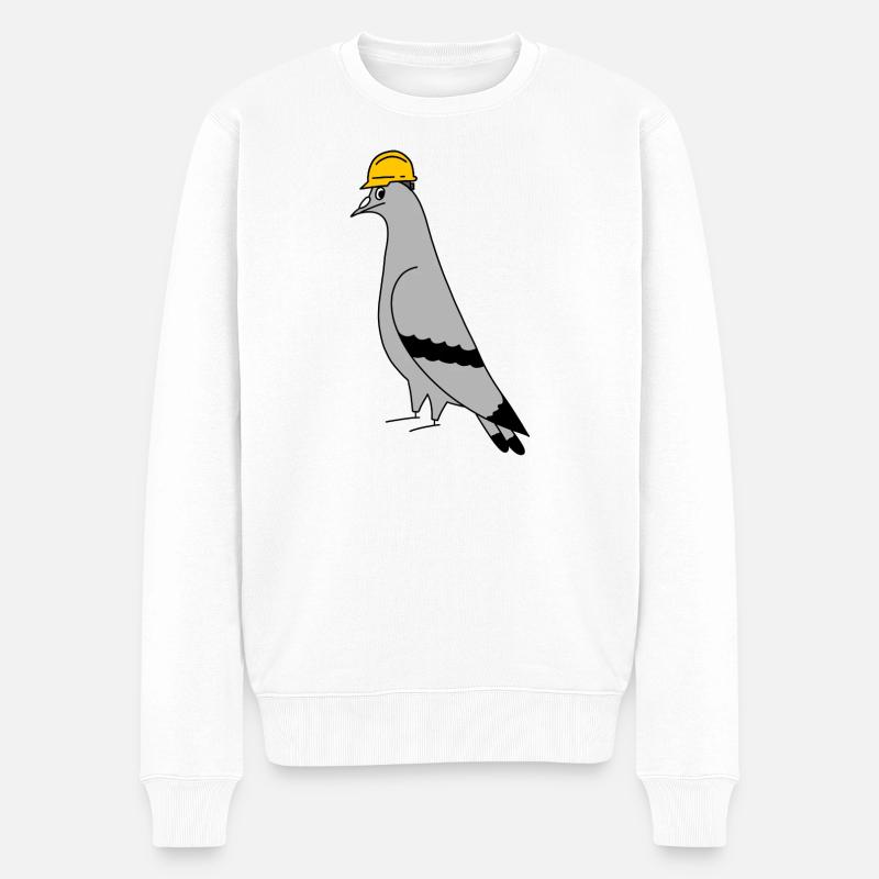 Pigeon Construction Helmet – Minimal Illustration - Männer Premium Bio Pullover - Weiß