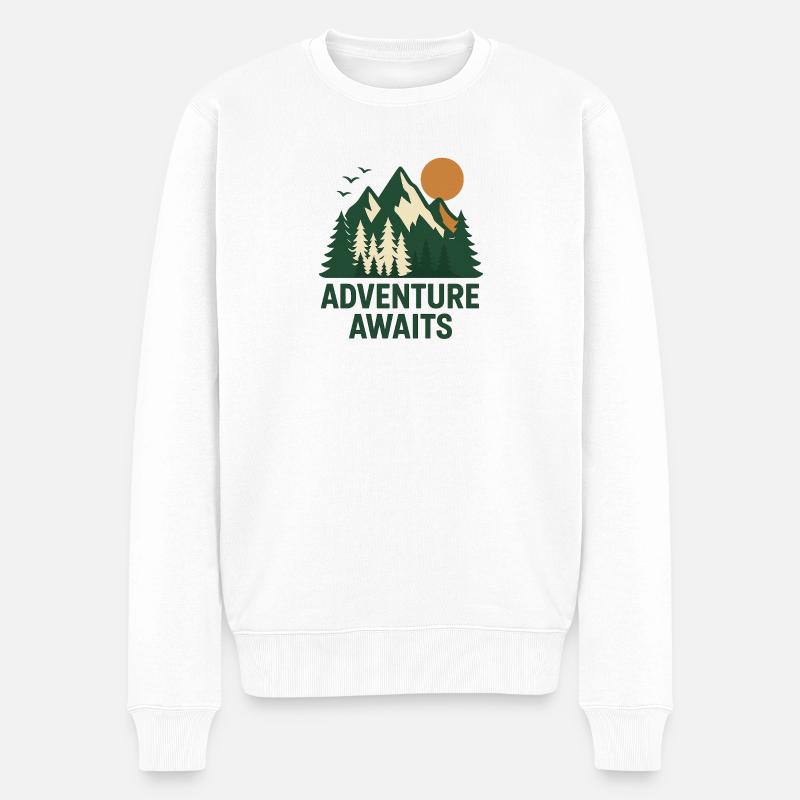 Abenteuerwald Berglandschaft - Männer Premium Bio Pullover - Weiß