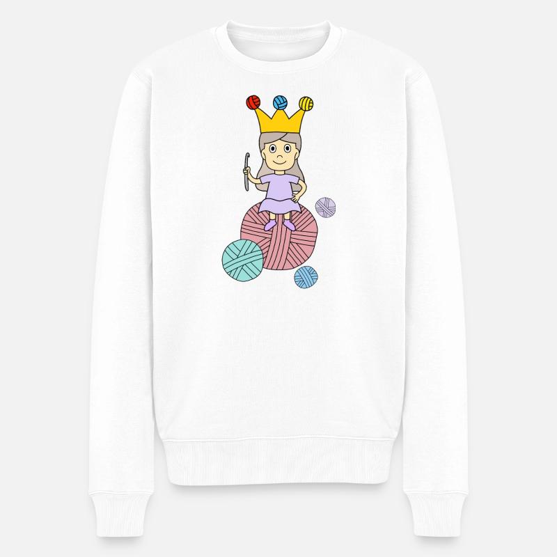 Kleine Strickkönigin mit Garnkugel - Männer Premium Bio Pullover - Weiß