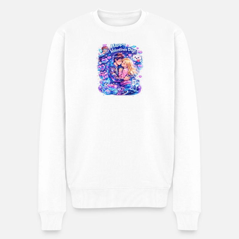 Valentinstar Duo im Sternenglanz - Männer Premium Bio Pullover - Weiß