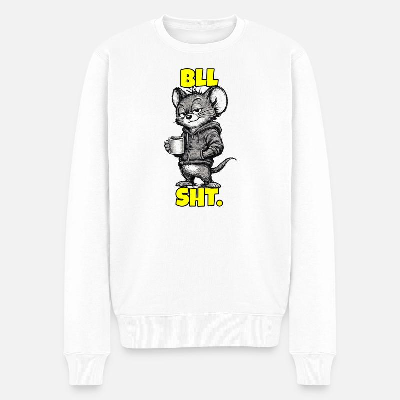 BLL SHT. – Maus mit Kaffee (Sarkasmus) - Männer Premium Bio Pullover - Weiß