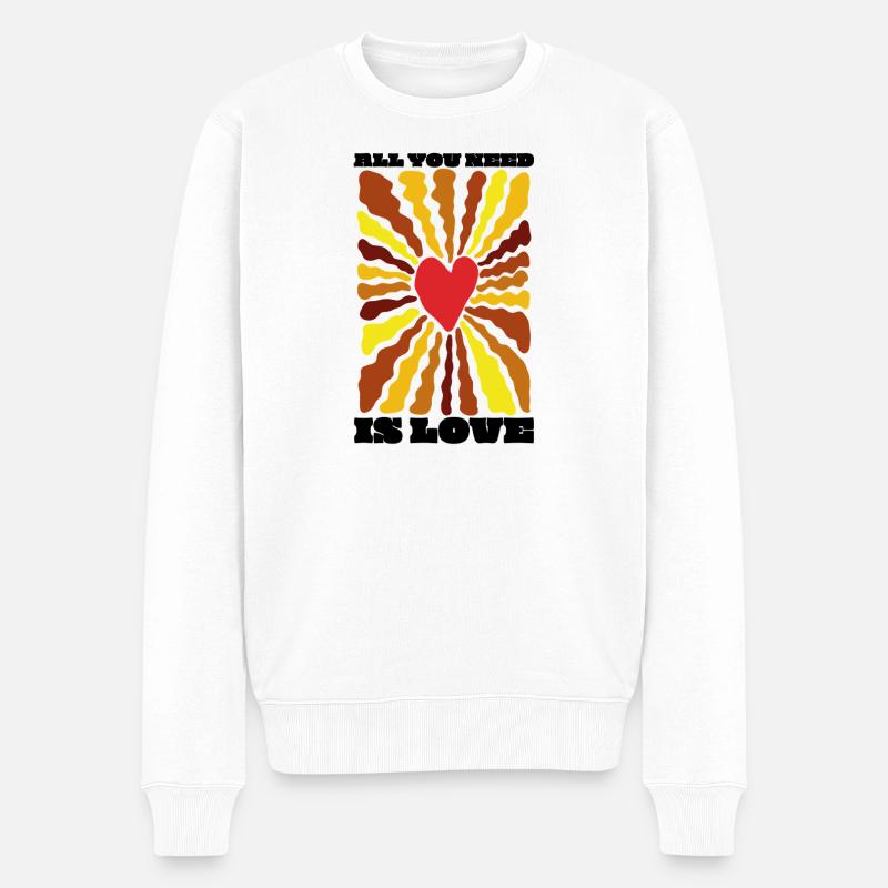 ALLES, WAS DU BRAUCHST, IST LIEBE - Männer Premium Bio Pullover - Weiß