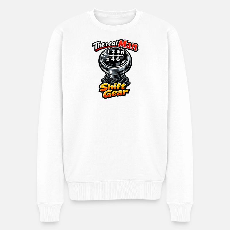 Schalthebel - Männer Premium Bio Pullover - Weiß