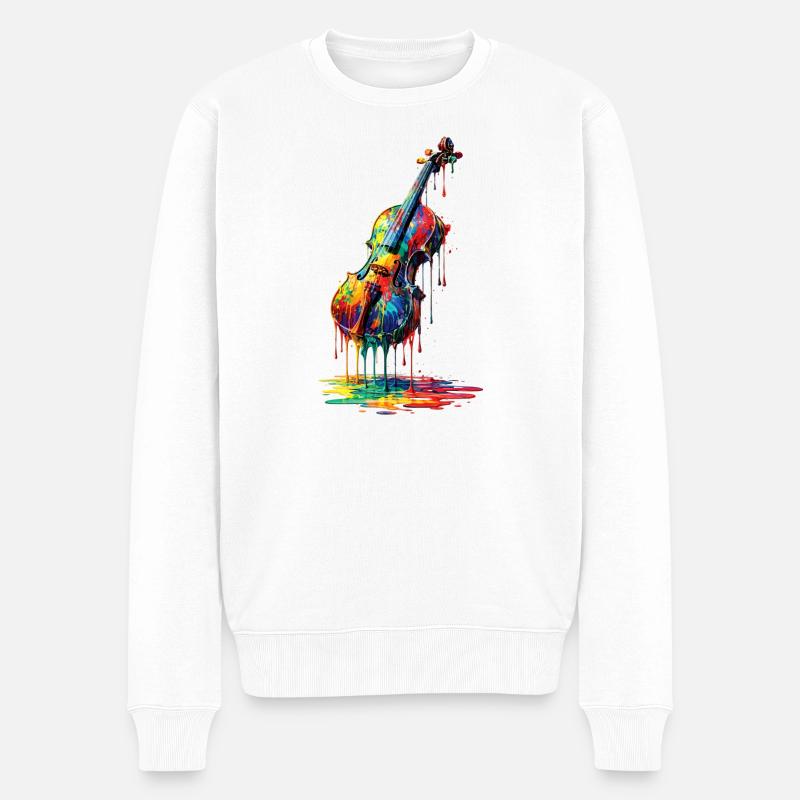Violin with dripping paint - Men's Premium Organic Jumper - white