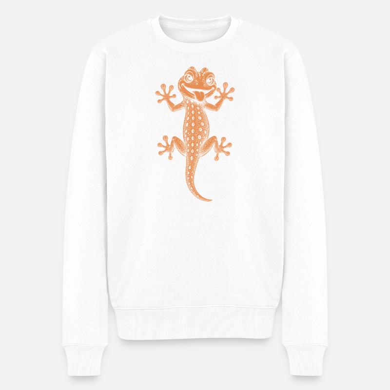 Gecko - Männer Premium Bio Pullover - Weiß