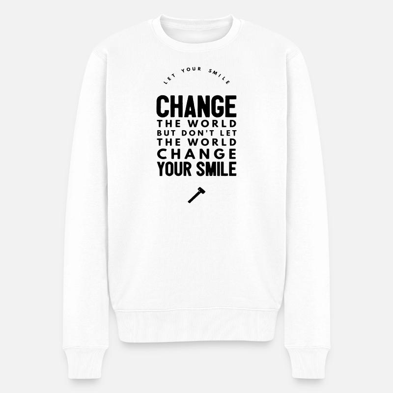 Citation « Sourire Change The World » - Pull Premium bio Homme - blanc