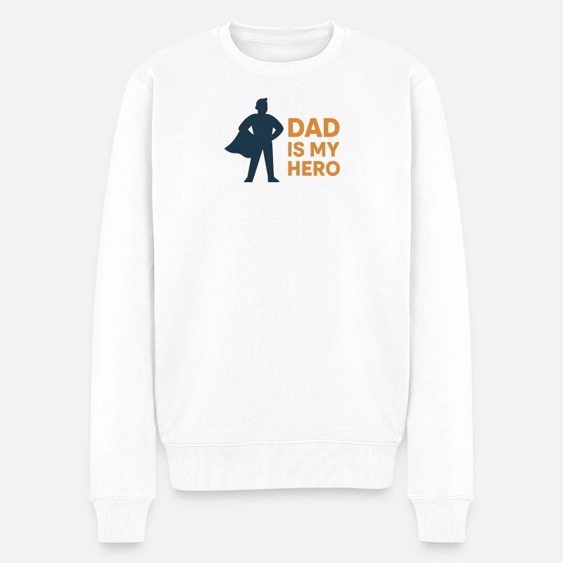 Vaterheld Cape Motiv - Männer Premium Bio Pullover - Weiß