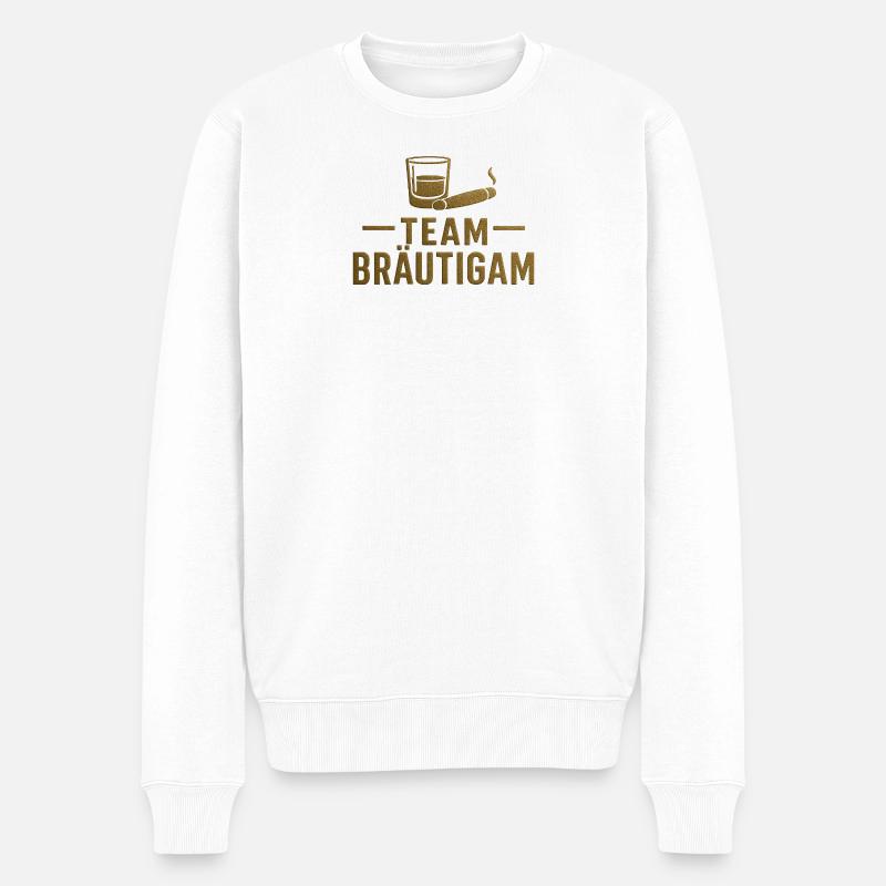 Bräutigam Team Gold Glanz - Männer Premium Bio Pullover - Weiß