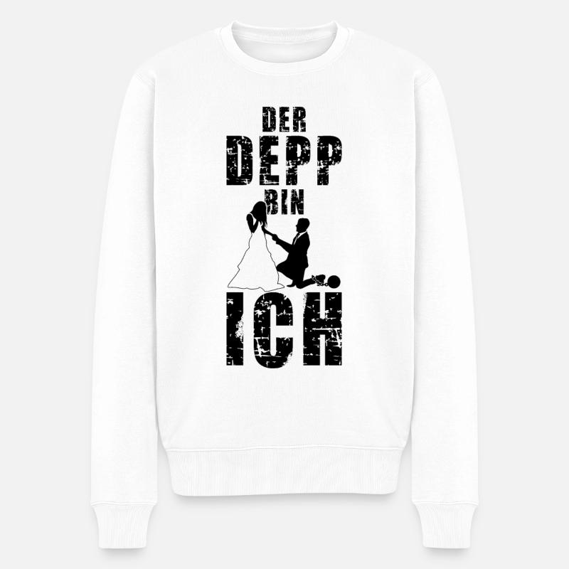 DER DEPP BIN ICH JGA MÄNNER JUNGGESELLENABSCHIED - Männer Premium Bio Pullover - Weiß