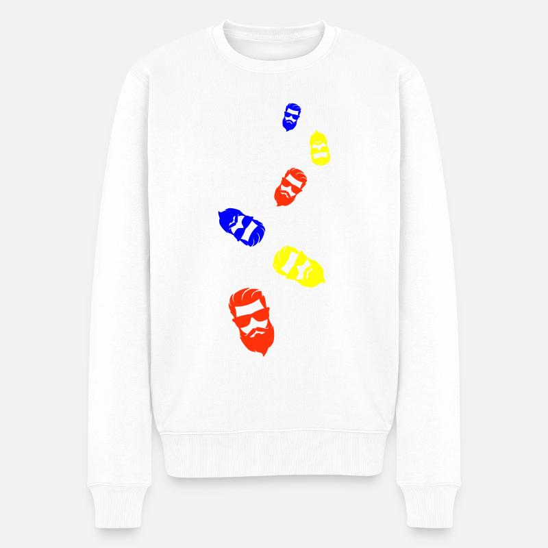 Gesicht bart - Männer Premium Bio Pullover - Weiß
