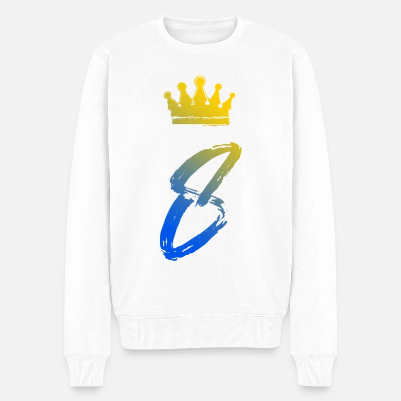 8 Couronne numérique - Pull Premium bio Homme - blanc