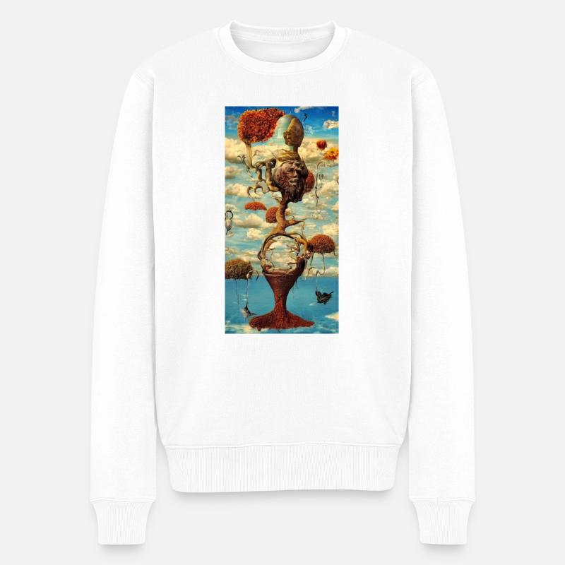 Surelismus Stundenglasstil - Männer Premium Bio Pullover - Weiß