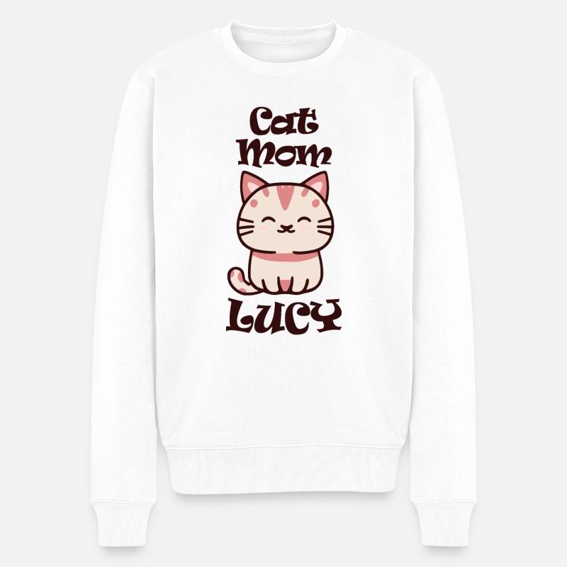 Lucy Nom Prénom avec chat - Pull Premium bio Homme - blanc