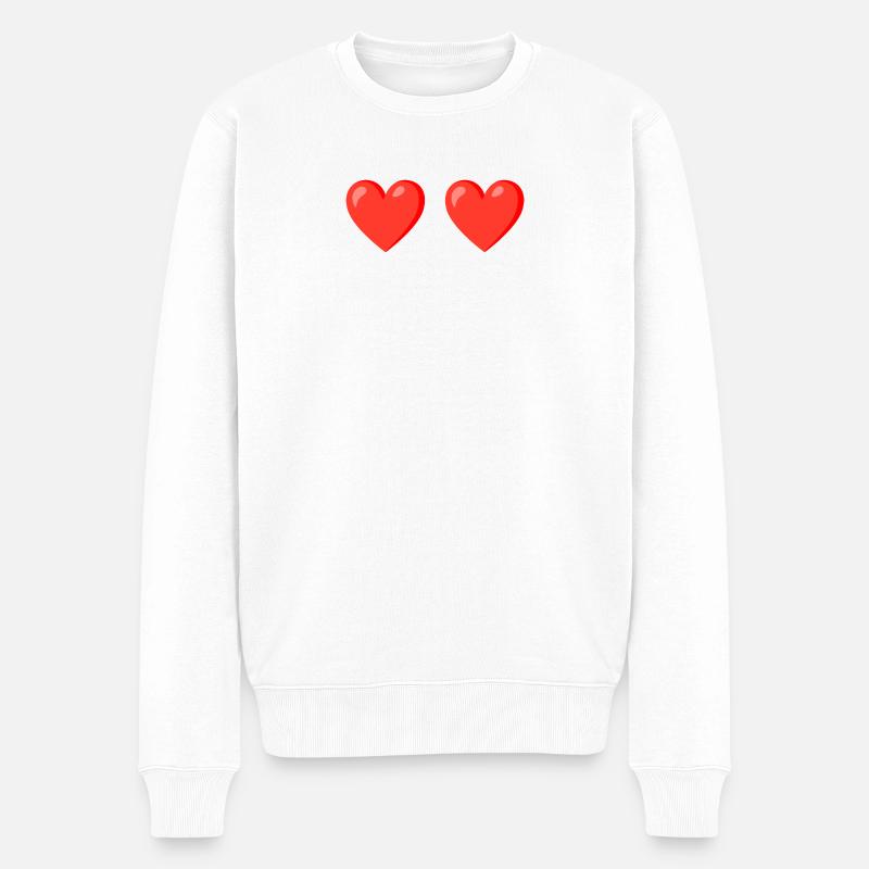 Rote Herzen lieben Design - Männer Premium Bio Pullover - Weiß