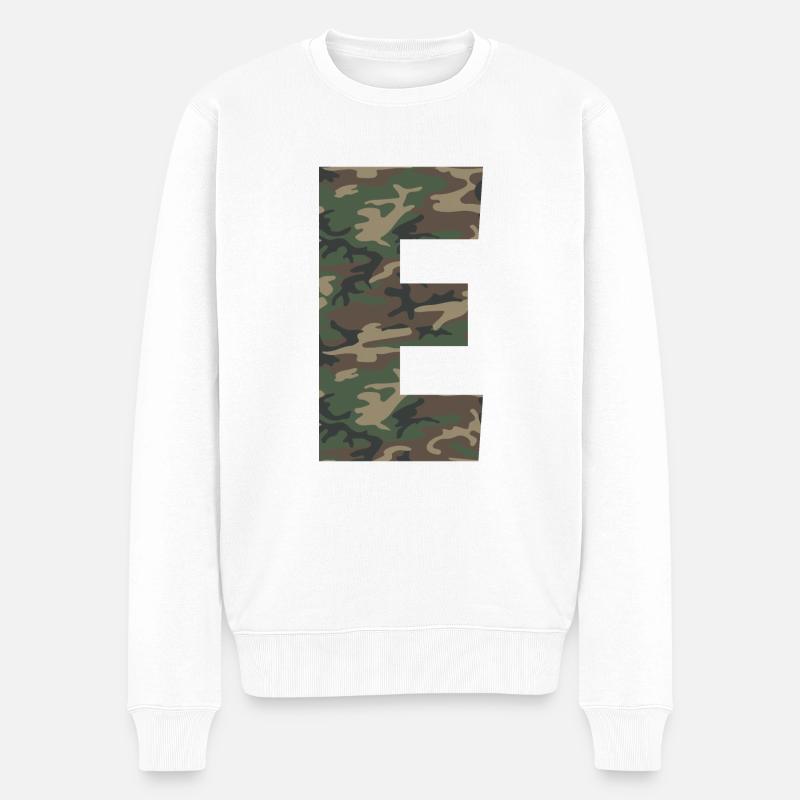 Zäher Buchstabe E im Tarnmuster! Vergrößern oder - Männer Premium Bio Pullover - Weiß